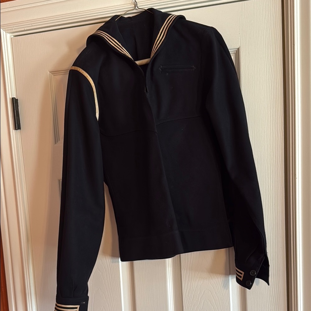 Vintage Navy Blue Sailor Jacket with White Accents